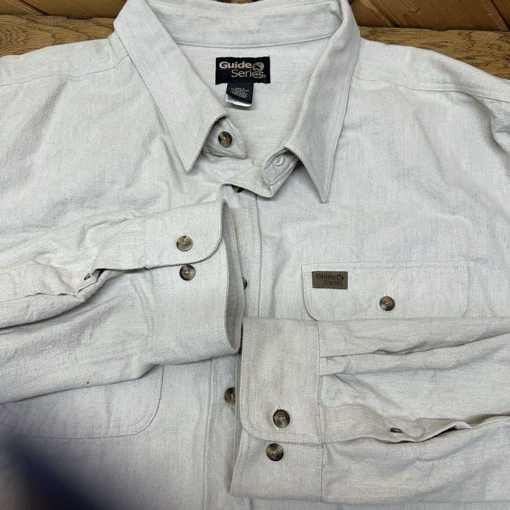 Guide Series Hunting Fishing Shirt Men's 3XLT Tall Cotton Beige Long Sleeve‎ EUC